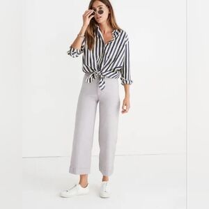 Madewell Emmett Wide-Leg Crop Pants Sz 26 Light Gray Canvas High Rise‎ Stretchy